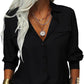 👚 50% DE RÉDUCTION ☀️ Chemise femme unie – Col, manches longues & boutonnage – Tissu doux, facile à assortir avec jean, jupe ou veste – intemporelle et polyvalente 🕶️✨