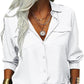👚 50% DE RÉDUCTION ☀️ Chemise femme unie – Col, manches longues & boutonnage – Tissu doux, facile à assortir avec jean, jupe ou veste – intemporelle et polyvalente 🕶️✨