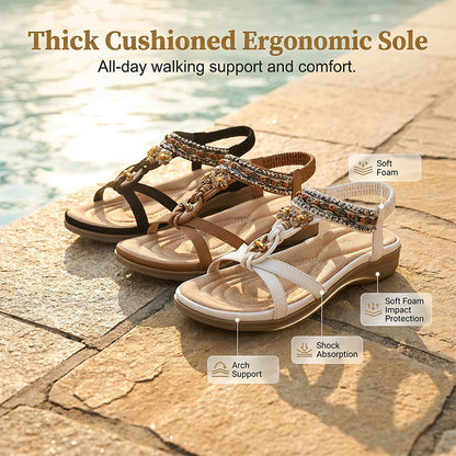 🌸 -50% MAINTENANT ! 🌸 Sandales Plates Bohèmes Confortables pour Femme