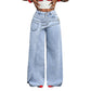 👖✨Jean pour femme à taille asymétrique et jambes larges