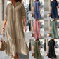 ⏳Offre limitée -50%⏰ Robe longue vintage à col chemisier pour femme👗