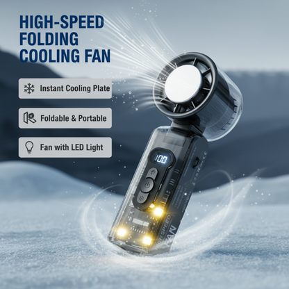 Ventilateur Pliant Haute Vitesse avec Lumière LED et Refroidissement Instantané