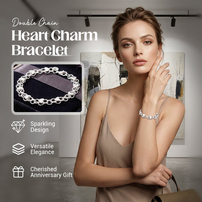 📢📢50% DE RÉDUCTION !! ⏰Bracelet à breloques en forme de cœur à double chaîne