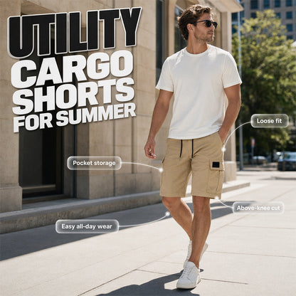 🩳 50% DE RÉDUCTION ☀️ Short cargo décontracté homme – Coupe ample, multi-poches & longueur 3/4 – Confortable & polyvalent pour l’été, le quotidien ou l’outdoor 🌿✨