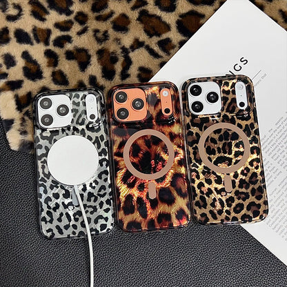 Coque de Téléphone Magnétique Imprimé Léopard
