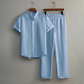 🎉 PROMO 2026 – DÉJÀ +50 000 VENTES ! 🎉 💞 Ensemble Homme 2 Pièces Texturé – Tissu Froissé Slub Respirant, Col Montant & Ceinture Élastique – Le Look Coordonné Sans Effort pour l’Été 👕👖✨