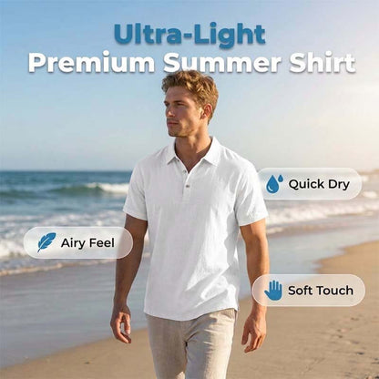 📢📢-50% !! ⏰Chemise Homme Lin Respirante Manches Courtes Col Boutonné