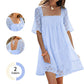 📢📢40% DE RÉDUCTION !! ⏰Robe Smockée à Encolure Carrée pour Femme