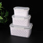 🏡⚡ Vente Flash 50% de réduction 🍇 Set de conteneur de stockage de fruits 3PCS pour réfrigérateur avec colander amovible