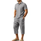 👔 -50% MAINTENANT ! ☀️ Ensemble Lin Homme Été – Chemise Ample & Short Cargo – Respirant & Élégant – Parfait pour l'Été 🌊