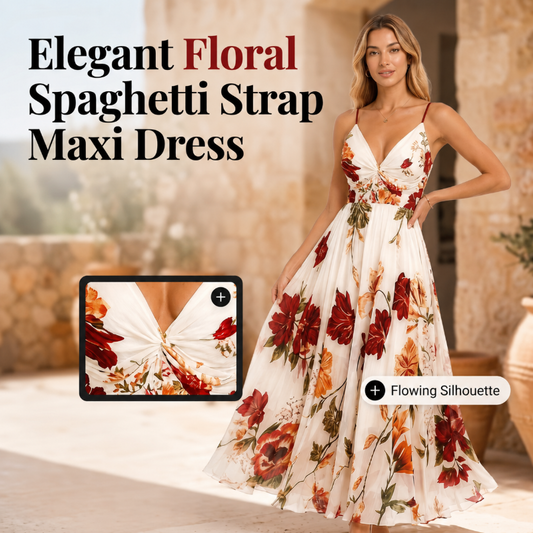 Robe Maxi à Bretelles Spaghetti Imprimée pour Femme