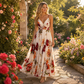 Robe Maxi à Bretelles Spaghetti Imprimée pour Femme