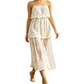 Robe Maxi Élégante en Dentelle Blanche à Bretelles Spaghetti pour Femme