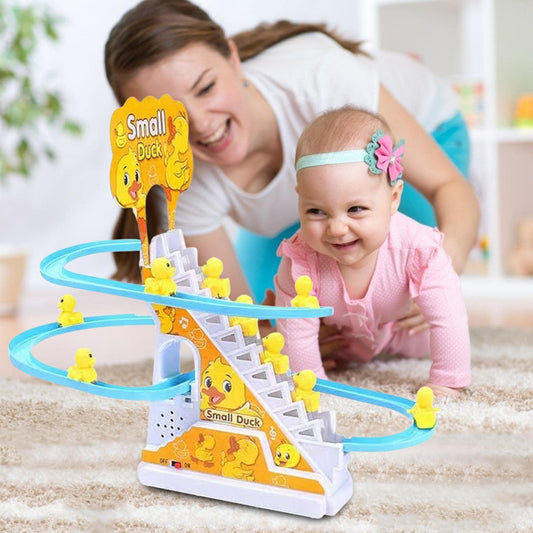 🦆 50% DE RÉDUCTION! 🧸 Petit canard qui monte les escaliers – Jouet électrique amusant, couleurs vives & musique ludique – Parfait pour éveiller bébé et le faire rire 🎶
