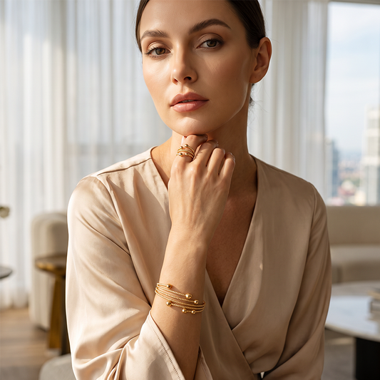 💎 50% DE RÉDUCTION ! ✨ Ensemble Bracelet Enroulé Brillant – Alliage – Design Superposé & Ajustable for Femme