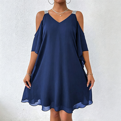 🌿 50 % DE RÉDUCTION MAINTENANT ! 💞Robe fluide à encolure en V et épaules dénudées pour femme