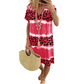 Robe Décontractée Femme Tie-Dye Imprimé Léopard Col V
