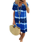 Robe Décontractée Femme Tie-Dye Imprimé Léopard Col V
