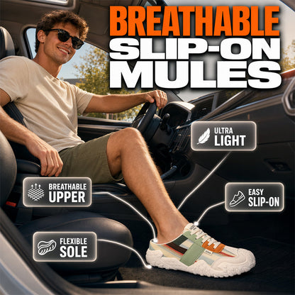 📢 50% DE RÉDUCTION ! ⏰ Mules Homme Respirantes – Cuir Synthétique & Tissu – Semelle Antidérapante & Enfilage Facile for Été