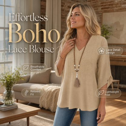 🔥‑50 % – OFFRE LIMITÉE ! Haut décontracté femme à col V et broderies 👚✨