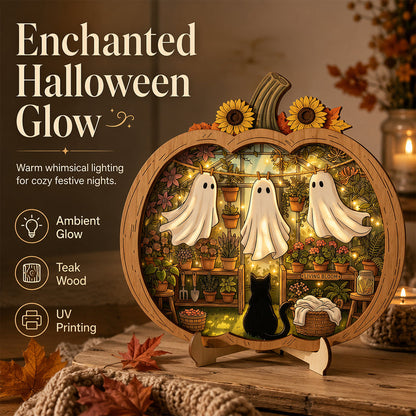 🎉 OFFRE LIMITÉE -50% ! 🎃 Décoration de Table Citrouille d'Halloween en Bois – Construction en Bois Double Couche au Charme Festif 🍂