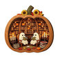 🎉 OFFRE LIMITÉE -50% ! 🎃 Décoration de Table Citrouille d'Halloween en Bois – Construction en Bois Double Couche au Charme Festif 🍂