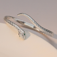 🎉 OFFRE LIMITÉE -50% ! 🐍 Bracelet Jonc Serpent Vintage – Manchette Ouverte Réglable avec Écailles Texturées & Yeux Verts ✨