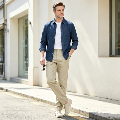 🎉 Soldes 2026 — Plus de 28 400 vendus ! 💞 Pantalon Slim Décontracté pour Homme avec Ceinture Élastique – Confortable 👖