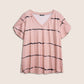 🏖️Soldes d'Été 50% OFF🏝️👚T-Shirt Grande Taille à Rayures Col V Manches Courtes✨