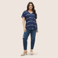 🏖️Soldes d'Été 50% OFF🏝️👚T-Shirt Grande Taille à Rayures Col V Manches Courtes✨