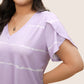 🏖️Soldes d'Été 50% OFF🏝️👚T-Shirt Grande Taille à Rayures Col V Manches Courtes✨