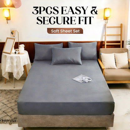 Parure de Draps Douce 3 Pièces - Ajustement Facile & Sécurisé