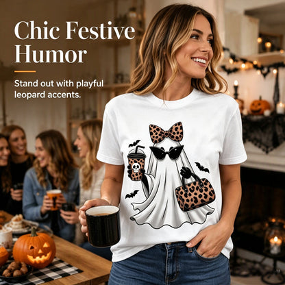 🍂🎃 T-Shirt Graphique Halloween Femme | Manches Courtes Mignonnes & Effrayantes pour l'Automne, Saison des Citrouilles & Style Casual Quotidien