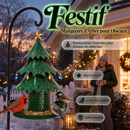 Distributeur à graines pour oiseaux en forme d'arbre festif