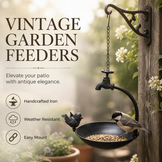 🐦 -50% ! 🌿 Mangeoire à Oiseaux Suspendue Vintage – Robinet Décoratif, Résistante aux Intempéries & Élégante – La Mangeoire Parfaite pour Votre Jardin 🏡