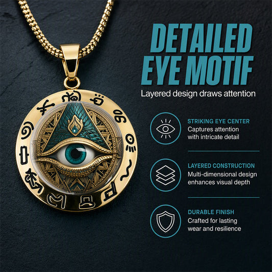 📢📢50% DE RÉDUCTION !! ⏰ Collier Pendentif Œil Omniscient Vintage – Alliage de zinc, design mystérieux & rétro – Parfait pour le quotidien et les soirées 🖤