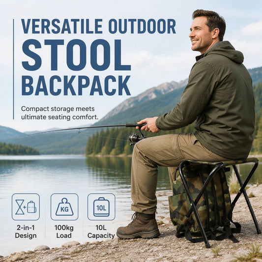 📢📢50% DE RÉDUCTION !! ⏰Sac à Dos Chaise Pliante 2-en-1 – Tabouret Portable pour Camping et Plein Air