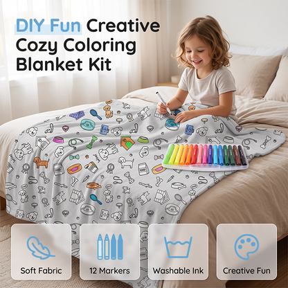 ⏳ 50% DE RÉDUCTION! ⏰Couverture à colorier DIY – Douce, réutilisable & créative 🛋️