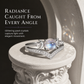 🌙 -50 % ! ✨ Bague vintage gothique croissant de lune en pierre de lune, plaquée platine, sertissage en V et éclat pavé 💍