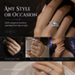 🌙 -50 % ! ✨ Bague vintage gothique croissant de lune en pierre de lune, plaquée platine, sertissage en V et éclat pavé 💍