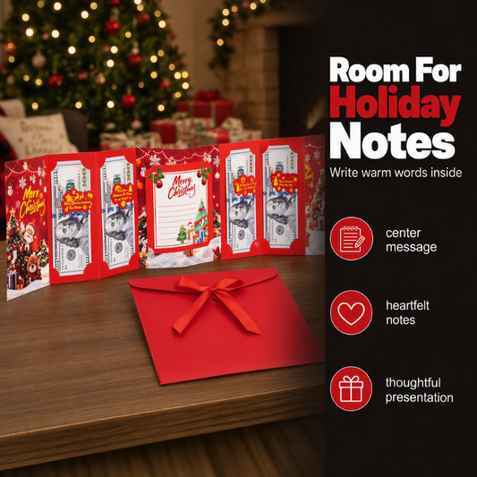 🎄 50 % DE RÉDUCTION ! ✨ Porte-cartes-cadeaux festif – Plusieurs compartiments de rangement, espace pour un petit mot de vœux et enveloppe à ruban – Transformez votre argent en un cadeau de Noël attentionné 💌