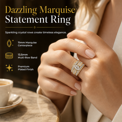 💍 50% DE RÉDUCTION! ✨ Bague de fiançailles zircone – Taille marquise & éclat royal 🌸