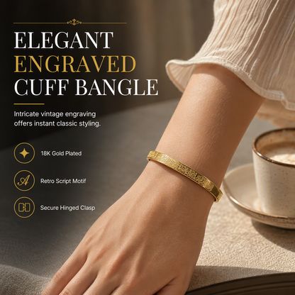 🌸 -50% ! ✨ Bangle en acier titane plaqué or 18K – Finition miroir éclatante, gravure de lettres délicate & acier premium anti-oxydation – Élégance hypoallergénique pour un port quotidien 💛