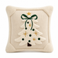 🎄 Housse de coussin décorative brodée en forme de sapin de Noël avec nœud, 45 x 45 cm, pour canapé et salon 🧸