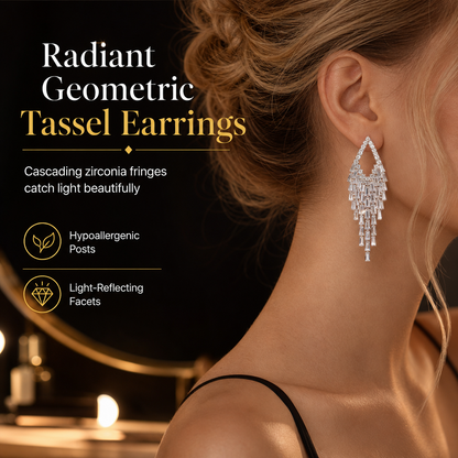 📢📢50 % DE RÉDUCTION !! ⏰ Boucles d'Oreilles Zircon à Pampilles – Tiges S925 Argent Sterling, Cristaux Capteurs de Lumière & Design Flatteur for un Éclat Élégant au Quotidien ✨💫