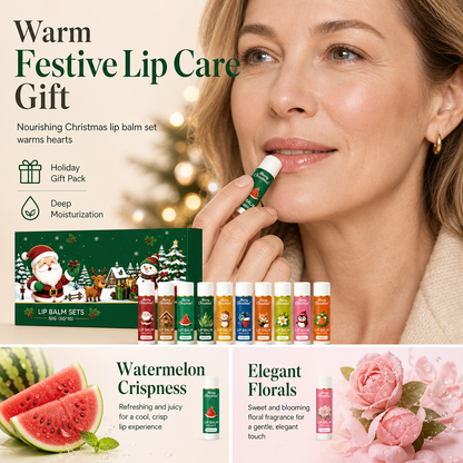📢📢50 % DE RÉDUCTION !! ⏰  Set de Baumes à Lèvres Hydratants de Noël