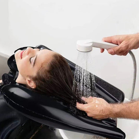 📢📢50 % DE RÉDUCTION !! ⏰  Bassin de shampoing gonflable et portable –  en PVC souple, avec coussin gonflable de protection pour la nuque et poids plume de 155 g 💆‍♀️