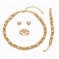📢📢50% DE RÉDUCTION !! ⏰ Parure 4 bijoux cœur – Collier, bracelet, bague & boucles, finition dorée ✨