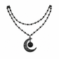 📢📢50 % DE RÉDUCTION !! ⏰ Collier gothique – Perles cristal & pendentif lune ajourée ✨