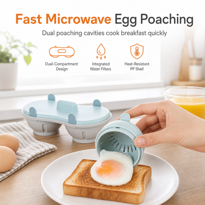 📢📢50% DE RÉDUCTION !! ⏰ Cuiseur à Œufs Micro-Ondes – Double Compartiment, Cuisson Rapide & Construction Démontable for des Œufs Pochés Parfaits en Quelques Minutes 🍳✨